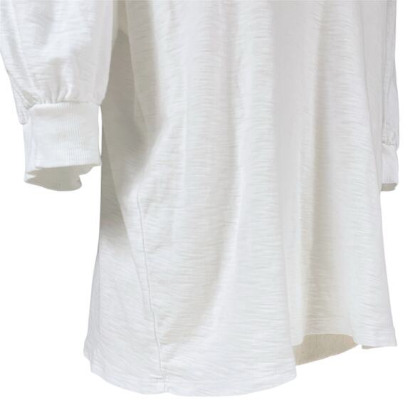 NATION LTD Lou Peasant Top 100% Pima Cotton Puff Sleeve V-Neck Tee White Size L - Picture 5 of 8